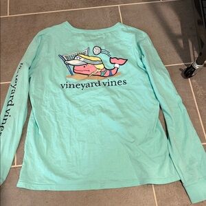 Vineyard Vines Blue Teal Aqua Size Medium Tee Shirt Volleyball Whale
